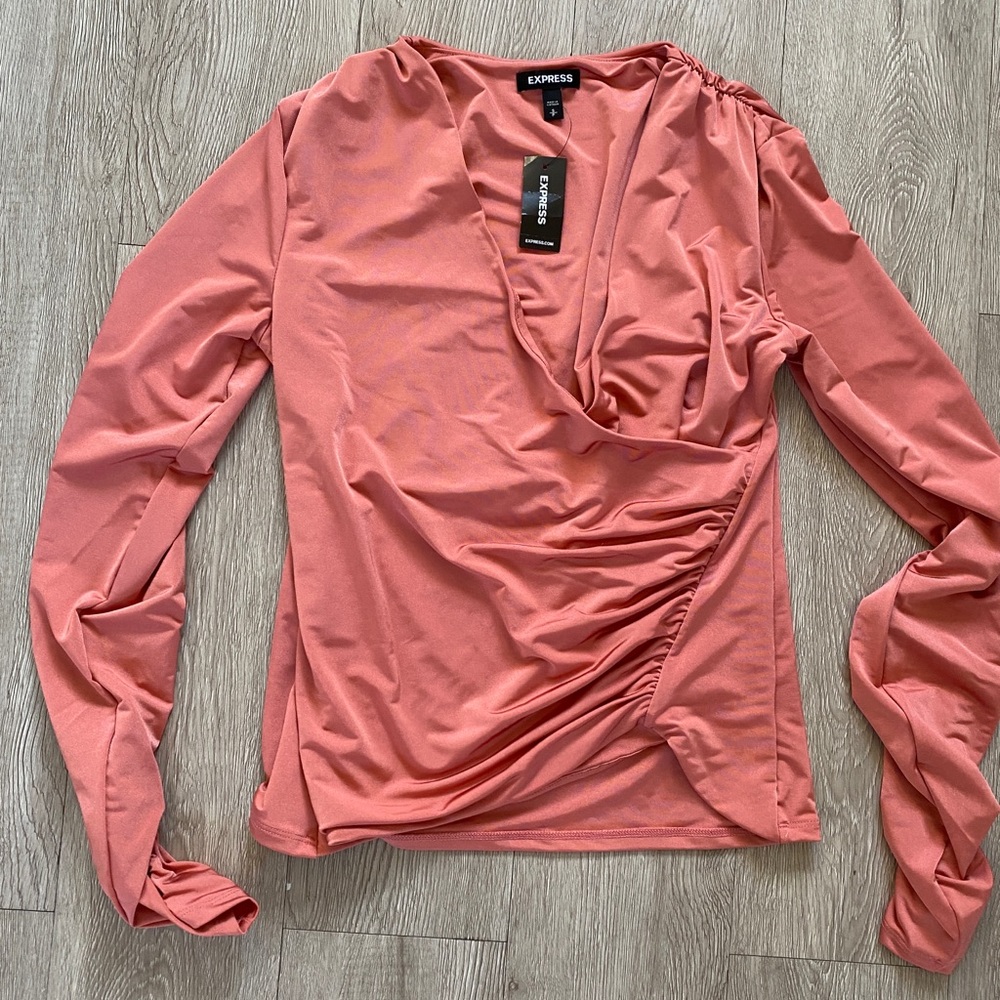 Express Silk Rusty Rose long sleeve NWT